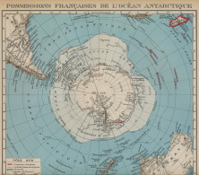 Carte Geographique Antarctique Pole Sud Kerguelen Crozet Amsterdam St Paul Polar Map Années 30 - Sonstige & Ohne Zuordnung