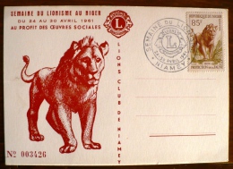 NIGER Lions Club,   SEMAINE DU LIONISME AU NIGER Du 24 Au 30 Avril 1961. Carte A Tirage Limite Et Numeroté - Rotary Club