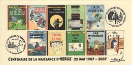 FRANCE 2007 N°56 Albums Fictifs + 2 Cachets Premier Jour FDC TINTIN KUIFJE TIM HERGE GUEBWILLER - Hergé