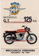 MV Agusta Moto 125 GT 1971 Depliant Originale Genuine Factory Brochure Prospekt - Moteurs