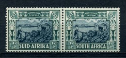 SOUTH  AFRICA   1938    Voortrekker  Centenary  Fund  1/2d + 1/2d  Blue  Green    MH - Ungebraucht