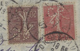 PERFORES DE FRANCE LETTRE TYPE SEMEUSE  PERFORE CP   CAMILLE PROST DE LONS LE SAUNIER - Sonstige & Ohne Zuordnung