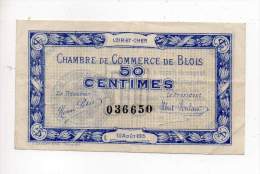 Billet Chambre De Commerce - 50 Cts - Blois - Loir Et Cher - 16 Août 1915 - Sans Filigrane - Handelskammer