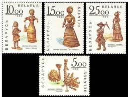 Dolls Art Belarus 1993 MNH 4 Stamps Mi 28-31 Straw Figures. Folklore Art  Dolls - Muñecas