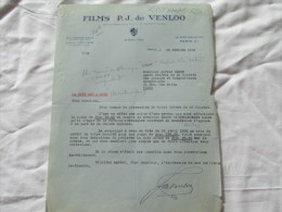 LETTRE DES FILM P.J. DE VENLOO CONCERNANT UN TROP VERSE A MR HENRY KISTEMAECKERS - Autres & Non Classés