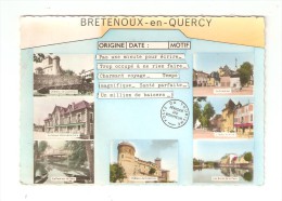 CPA : 46 - Bretenoux En Quercy : Multivues ( (7) : Château - Grd Hôtel Cère - Pont Cère - Fontaine - Hôtel Ville - Bords - Bretenoux
