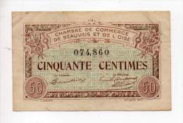 Billet Chambre De Commerce De Beauvais Et De L'Oise - 50 Cts - 2 Juin 1920 - Filigrane Abeilles - Handelskammer