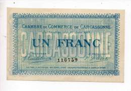 Billet Chambre De Commerce De Carcassonne - 1Fr - 30 Juin 1922 - Sans Filigrane - Handelskammer