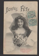 DF / FÊTES - VOEUX / BONNE FÊTE / JEUNE FEMME AU BOUQUET DE FLEURS / CIRCULÉE EN 1904 - Other