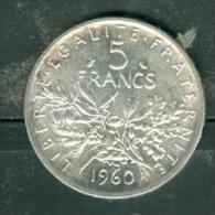 5 Francs Semeuse Argent Année 1960 Pieb6501 - 5 Francs