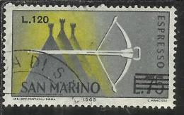 SAN MARINO 1965 ESPRESSI SPECIAL DELIVERY BALESTRA SOPRASTAMPATO SURCHARGED LIRE 120 SU 75 USATO USED - Francobolli Per Espresso