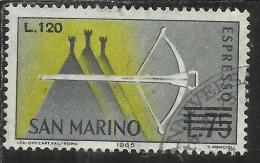 SAN MARINO 1965 ESPRESSI SPECIAL DELIVERY BALESTRA SOPRASTAMPATO SURCHARGED LIRE 120 SU 75 USATO USED - Timbres Express