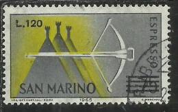 SAN MARINO 1965 ESPRESSI SPECIAL DELIVERY BALESTRA SOPRASTAMPATO SURCHARGED LIRE 120 SU 75 USATO USED - Express Letter Stamps