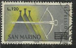 SAN MARINO 1965 ESPRESSI SPECIAL DELIVERY BALESTRA SOPRASTAMPATO SURCHARGED LIRE 120 SU 75 USATO USED - Express Letter Stamps