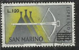 SAN MARINO 1965 ESPRESSI SPECIAL DELIVERY BALESTRA SOPRASTAMPATO SURCHARGED LIRE 120 SU 75 USATO USED - Timbres Express