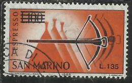 SAN MARINO 1965 ESPRESSI SPECIAL DELIVERY BALESTRA SOPRASTAMPATO SURCHARGED LIRE 135 SU 100 USATO USED - Exprespost