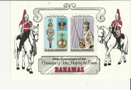 BAHAMAS - 1978  25TH ANN.CORONATION OF ELISABETH II MNH SOUVENIR SHEET OF 2 STAMPS 0F 16 C+$1.00 PERFECT CONDITIONS - Bahamas (1973-...)