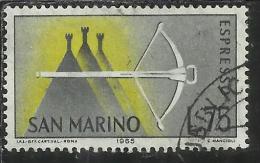 SAN MARINO 1966 ESPRESSI SPECIAL DELIVERY ESPRESSO BALESTRA LIRE 75 USATO USED - Express Letter Stamps