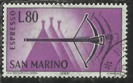 SAN MARINO 1966 ESPRESSI SPECIAL DELIVERY ESPRESSO BALESTRA LIRE 80 USATO USED - Timbres Express