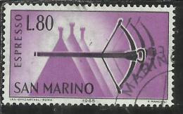 SAN MARINO 1966 ESPRESSI SPECIAL DELIVERY ESPRESSO BALESTRA LIRE 80 USATO USED - Express Letter Stamps