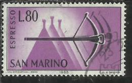 SAN MARINO 1966 ESPRESSI SPECIAL DELIVERY ESPRESSO BALESTRA LIRE 80 USATO USED - Express Letter Stamps