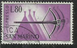 SAN MARINO 1966 ESPRESSI SPECIAL DELIVERY ESPRESSO BALESTRA LIRE 80 USATO USED - Express Letter Stamps