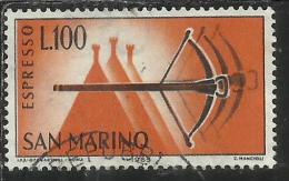 SAN MARINO 1966 ESPRESSI SPECIAL DELIVERY ESPRESSO BALESTRA LIRE 100 USATO USED - Express Letter Stamps