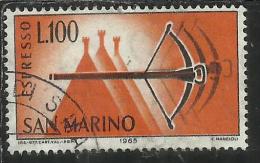 SAN MARINO 1966 ESPRESSI SPECIAL DELIVERY ESPRESSO BALESTRA LIRE 100 USATO USED - Timbres Express