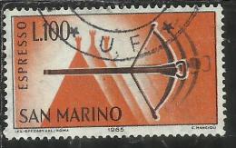 SAN MARINO 1966 ESPRESSI SPECIAL DELIVERY ESPRESSO BALESTRA LIRE 100 USATO USED - Express Letter Stamps