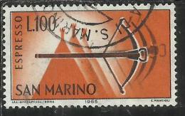 SAN MARINO 1966 ESPRESSI SPECIAL DELIVERY ESPRESSO BALESTRA LIRE 100 USATO USED - Express Letter Stamps