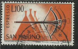 SAN MARINO 1966 ESPRESSI SPECIAL DELIVERY ESPRESSO BALESTRA LIRE 100 USATO USED - Express Letter Stamps