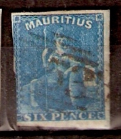 010931 Sc 018  MAURITIUS  BRITAINIA 6p  [B]53 CANCEL    [USED, NO LEFT MARGIN] - Maurice (...-1967)