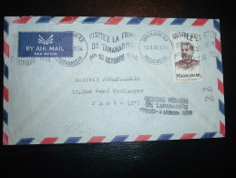 LETTRE PAR AVION TP JOFFRE 15F OBL.MEC. 30-9-54 TANANARIVE RP + GRIFFE: QUATRE HEURES DE TANANARIVE WATU? 3 Octobre 1954 - Storia Postale