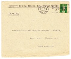Brief Société Des Nations SDN 13.VI.1929 Für  "Hors Cadre" Armée Française - Dienstzegels