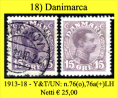 Danimarca-018 - 1913-18 - Y&T: N.76(o), Unificato: N.76a(+)LH - Il N.76a Non è Catalogato In Y&T - - Ongebruikt