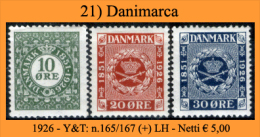 Danimarca-021 - 1926 - Y&T: N.165/167 (+) LH - - Nuovi