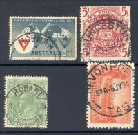 TASMANIA, Postmarks MOONAH, LAUNCESTON, HOBART, DEVONPORT - Used Stamps