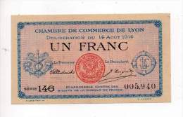 Billet Chambre De Commerce De Lyon - 1 Fr - 14 Août 1914 - Série 146 - Sans Filigrane - Cámara De Comercio