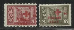 EGEO 1945 PRO CROCE ROSSA SOPRASTAMPATI PITTORICA OVERPRINTED SERIE COMPLETA RED CROSS COMPLETE SET MNH - Ägäis (Dt. Bes.)