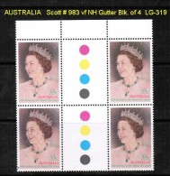 AUSTRALIA   Scott  # 983**  VF MINT NH GUTTER BLK. Of 4 - Sheets, Plate Blocks &  Multiples
