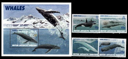 (050-51) Brit. Antarc. Territ. (BAT)  1996 / Whales Sheet / Bf / Bloc Baleines / Wale  ** / Mnh  Michel 250-53 + BL 4 - Other & Unclassified