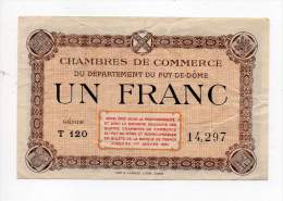 Billet Chambre De Commerce Du Département Du Puy De Dôme - Remb. 1er Janvier 1920 - Série T - Sans Filigrane - Cámara De Comercio