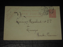 Entier Postal Semeuse Lignée 10c Repiquage MAISON BREGUET Rue Didot Paris - Cad 1907 Pour Limoges - AK Mit Aufdruck (vor 1995)