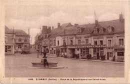 ECOMMOY .. PLACE DE LA REPUBLIQUE ET RUE SAINTE ANNE - Ecommoy