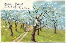 Ostern, Spazierende Damen, Blühende Bäume, Sign. Mailick - Mailick, Alfred