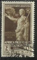 AFRICA ORIENTALE ITALIANA AOI 1938 AUGUSTO 5 CENT. USED USATO - Afrique Orientale Italienne