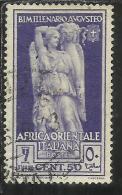 AFRICA ORIENTALE ITALIANA AOI 1938 AUGUSTO CENT. 50 USED USATO - Africa Oriental Italiana