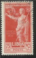 COLONIE ITALIANE LIBIA 1938 AUGUSTO CENT. 75 USED USATO - Italian Eastern Africa