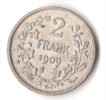 BELGIQUE  2 FRANK  1909 ARGENT - 2 Frank