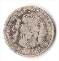 ESPAGNE  2 PESETAS  1881 ARGENT - Eerste Muntslagen